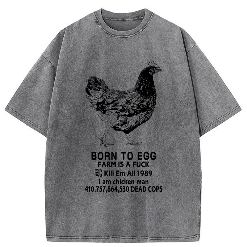 Modecanvas Born To Egg Washed T-Shirt-modecanvas