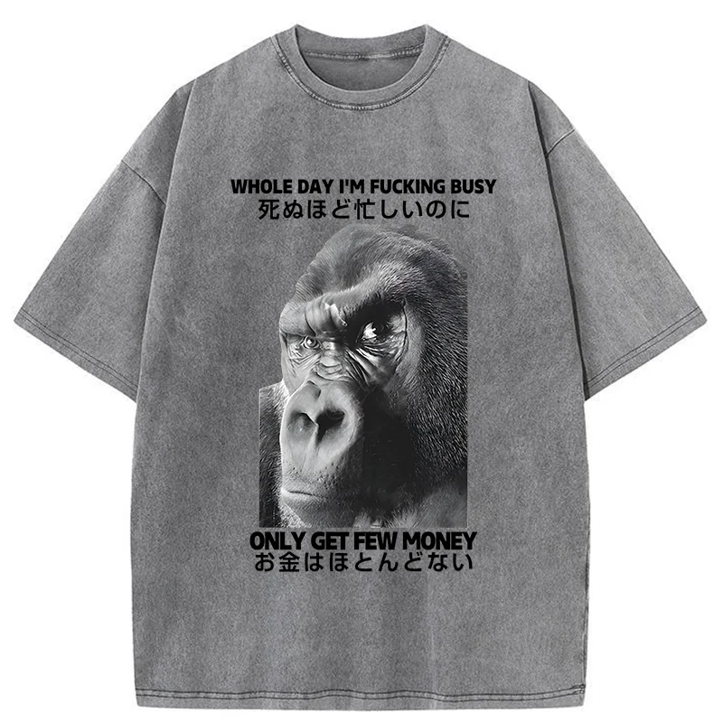 Modecanvas Making Money Gorilla Funny Washed T-Shirt