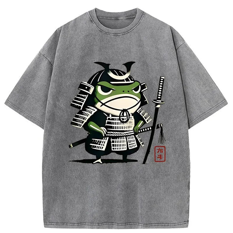 Modecanvas Frog Samurai Japan Washed T-Shirt