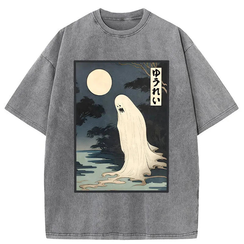 Modecanvas Creepy Japanese Ghost Washed T-Shirt