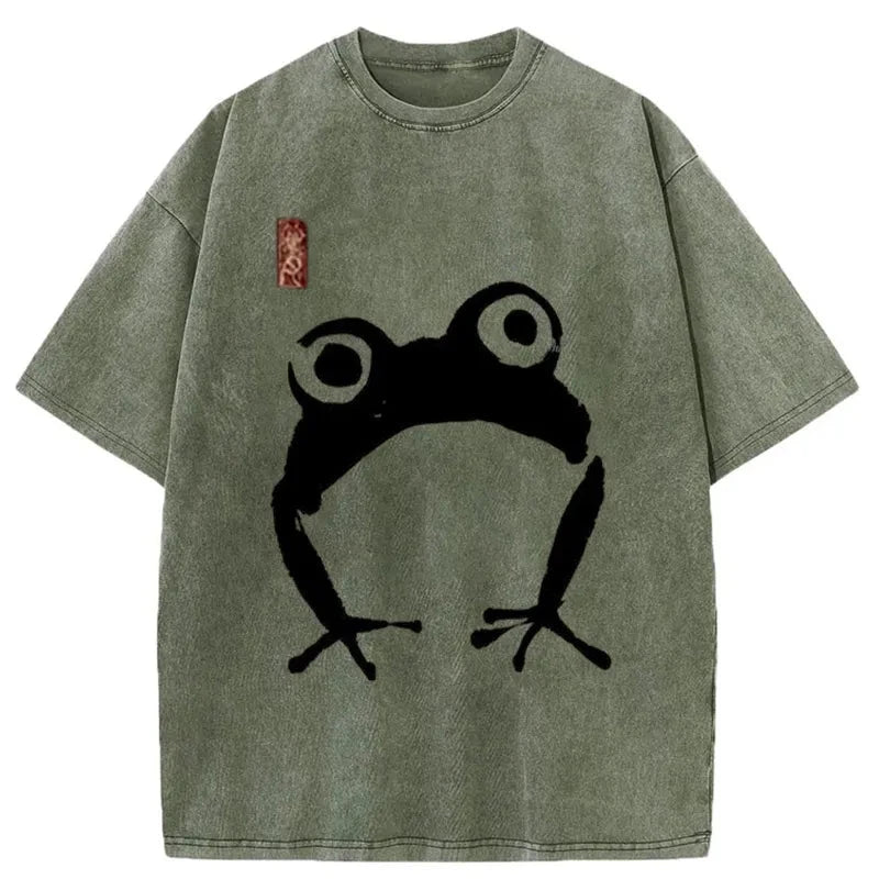 Modecanvas Japanese Woodblock Print Frog Washed T-Shirt