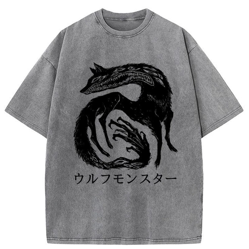 Modecanvas Wolf Monster Washed T-Shirt