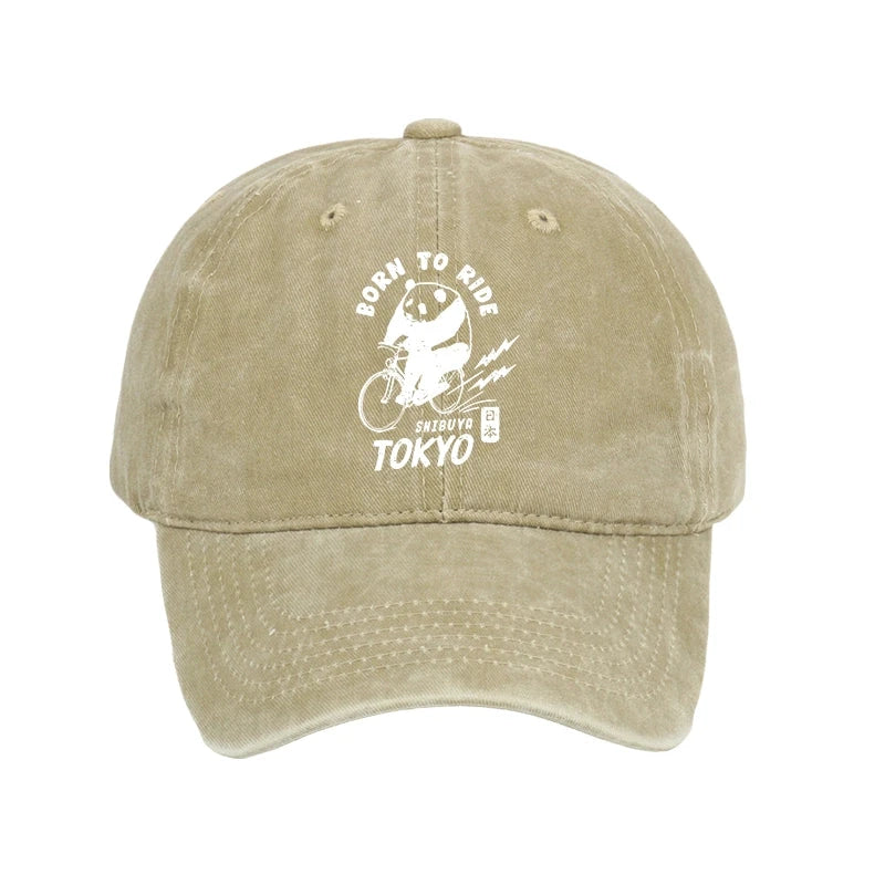 Modecanvas Pandas Ride Bicycles Washed Cap-modecanvas
