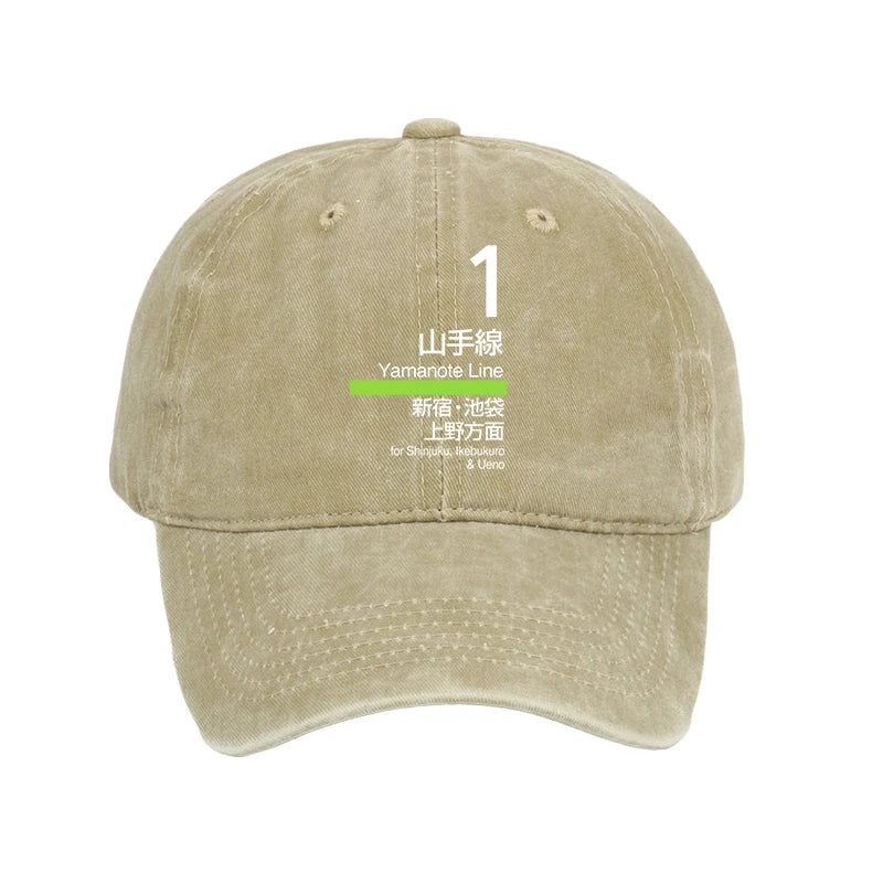 Modecanvas Tokyo Yamanote Line Platform Sign Washed Cap-modecanvas