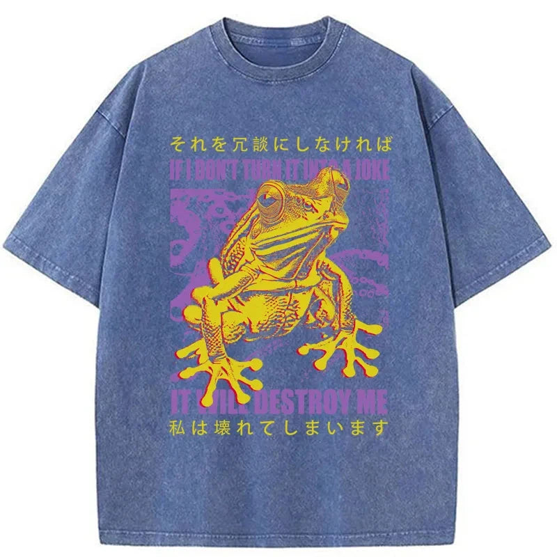 Modecanvas A Frog Prone To Emotional Breakdown Washed T-Shirt