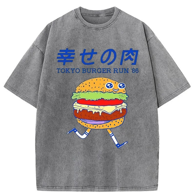 Modecanvas Tokyo Burger Run Japanese Washed T-Shirt