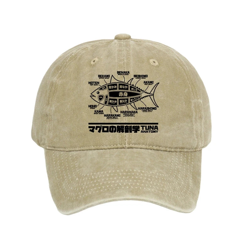 Modecanvas Tuna Dissection Map Japanese Washed Cap-modecanvas