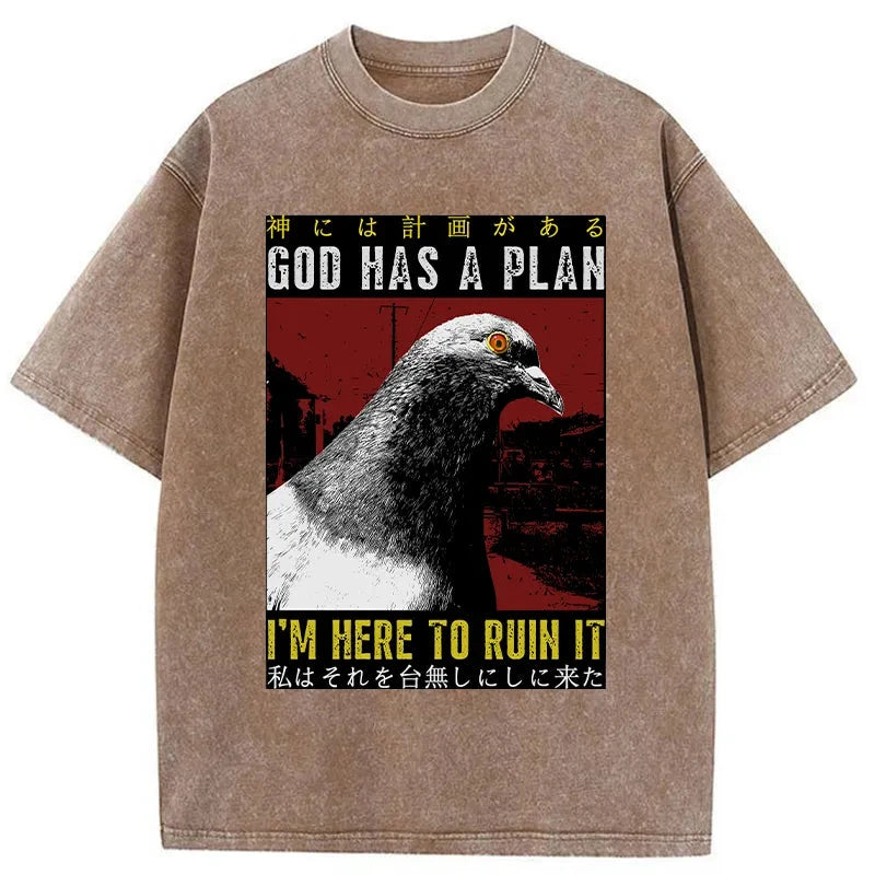 Modecanvas Pigeons That Want To Break The Plan Washed T-Shirt