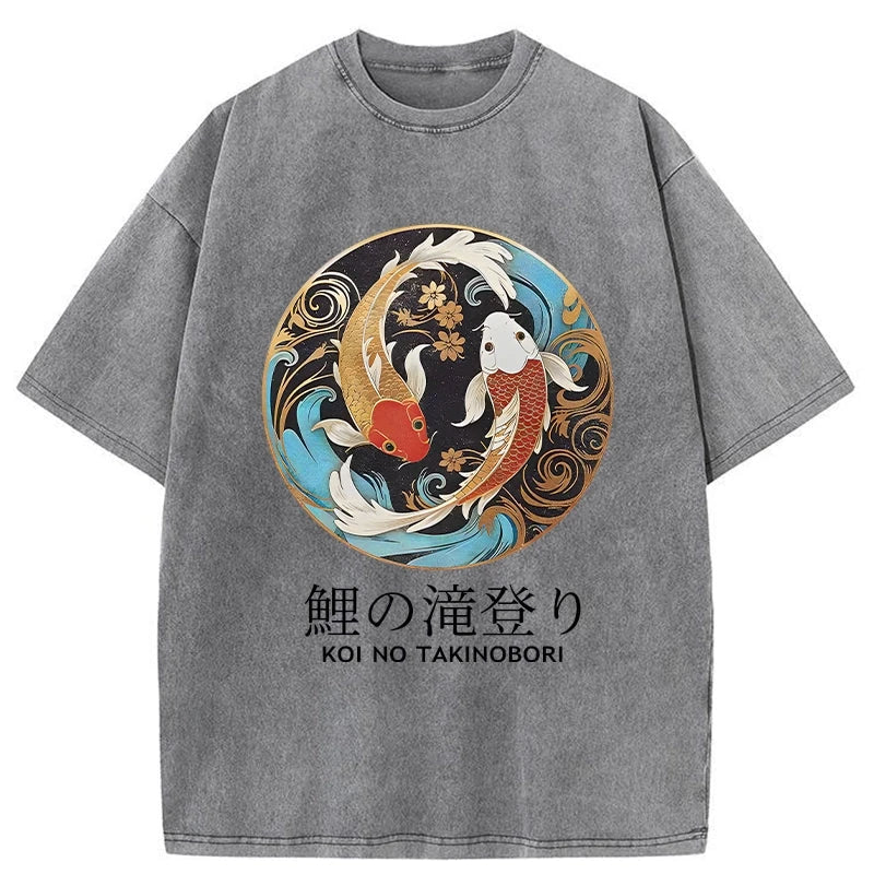Modecanvas Two Koi Carps Washed T-Shirt