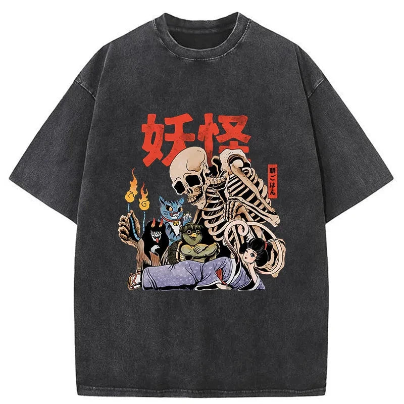 Modecanvas The Yokai Club DTG Printing Washed T-Shirt-modecanvas