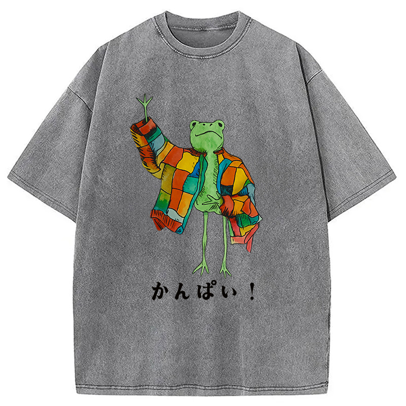 Modecanvas Cheers Frog Washed T-Shirt