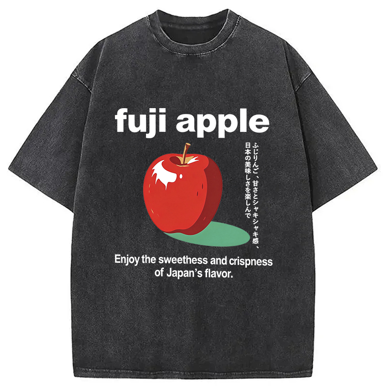 Modecanvas Japan Fuji Apple DTG Printing Washed T-Shirt-modecanvas