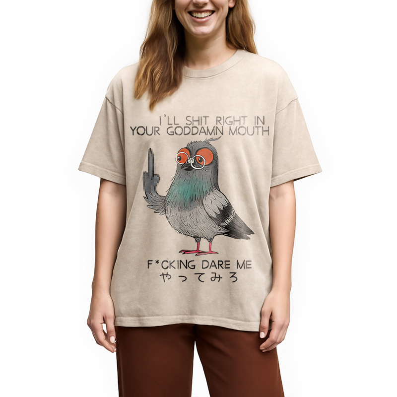 Modecanvas Angry Pigeon Washed T-Shirt