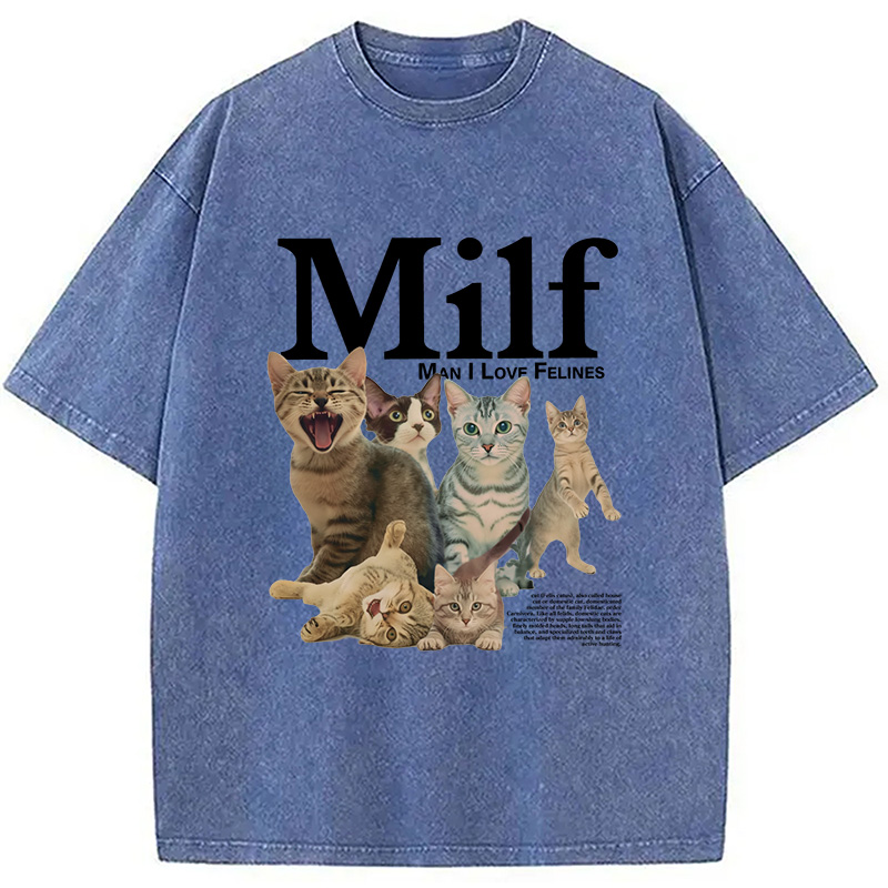 Modecanvas Man I Love Felines Cat Washed T-Shirt