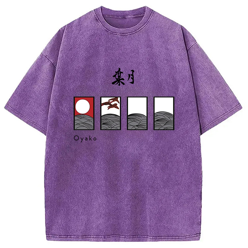 Modecanvas Hanafuda August Suite Japanese Washed T-Shirt