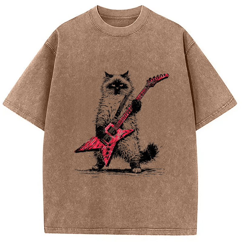 Modecanvas Raccoon Playing Guitar Washed T-Shirt