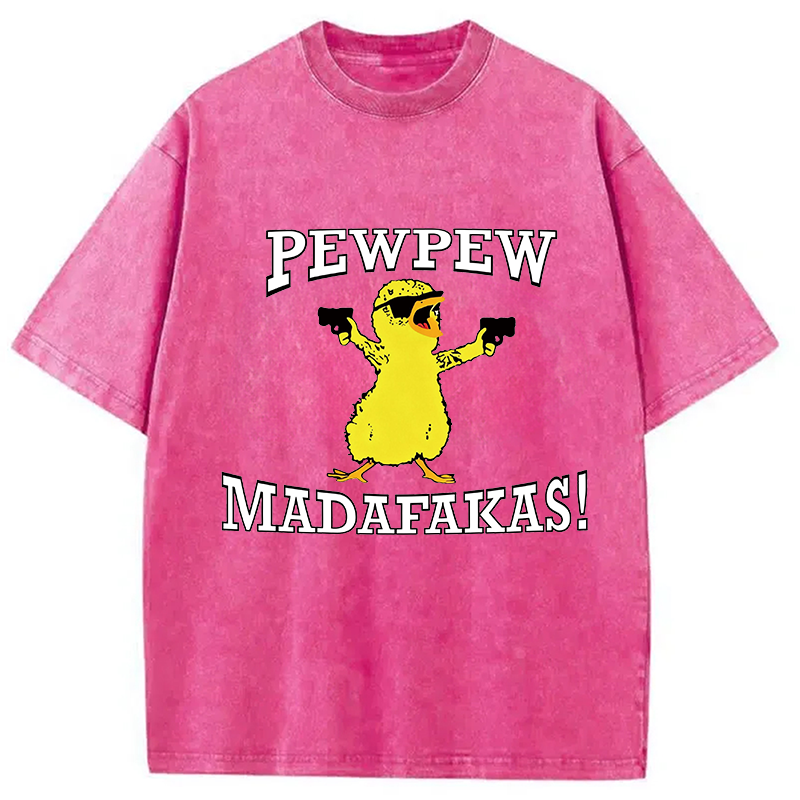 Modecanvas PEW PEW Duck DTG Printing Washed T-Shirt