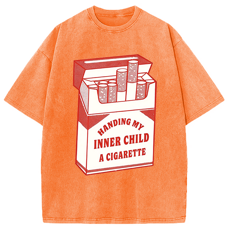 Modecanvas Inner Child Cigarette DTG Printing Washed T-Shirt