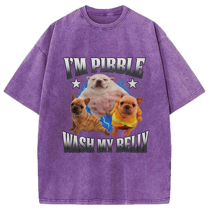 Modecanvas Im Pibble Wash My Belly Funny Dog DTG Printing Washed T-Shirt