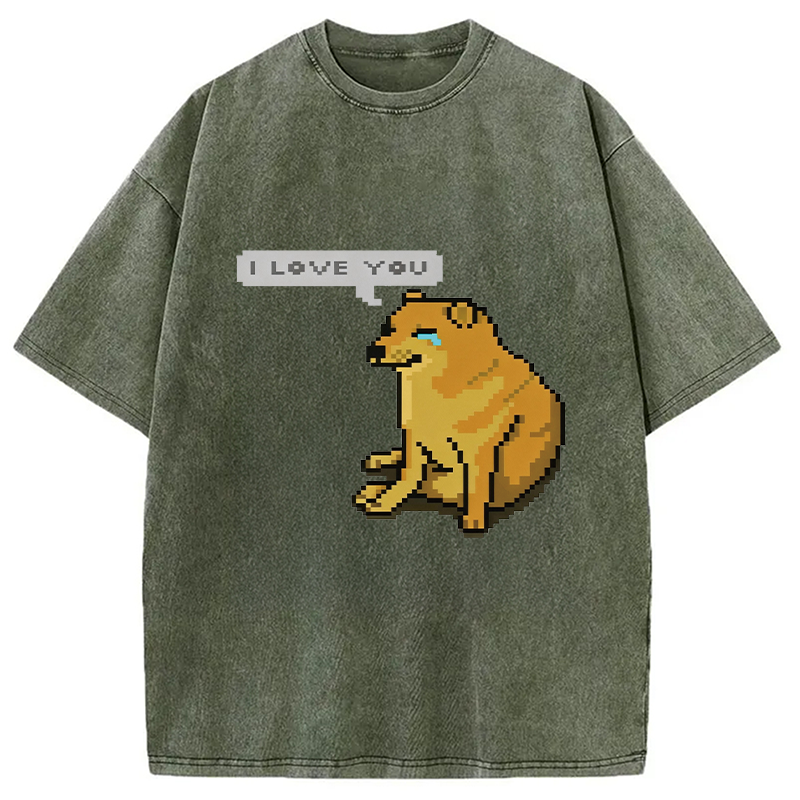 Modecanvas Cheems Luvs You DTG Printing Washed T-Shirt