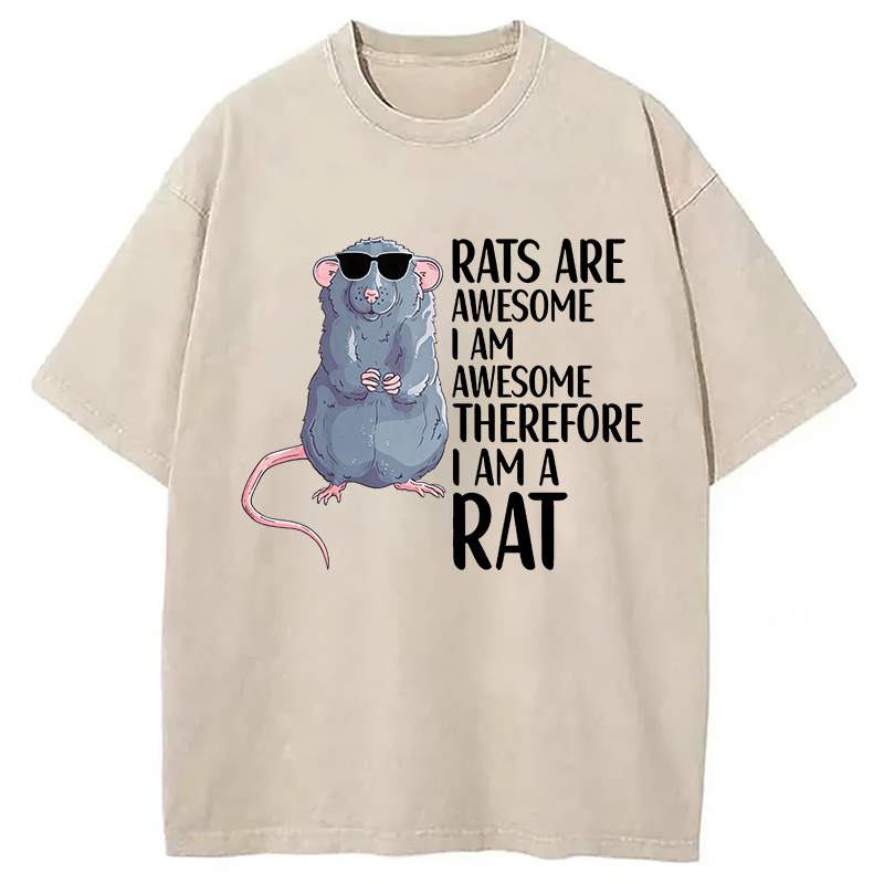 Modecanvas Rats Are Awesome Funny Rat DTG Printing Washed T-Shirt