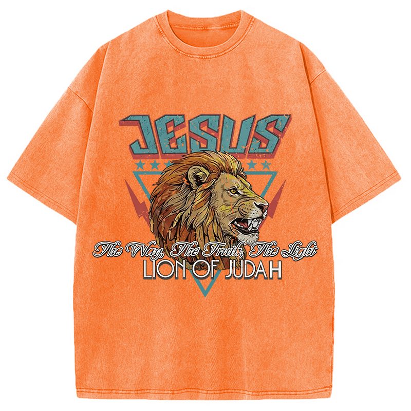 Modecanvas Jesus Lion Of Juda DTG Printing Washed T-Shirt