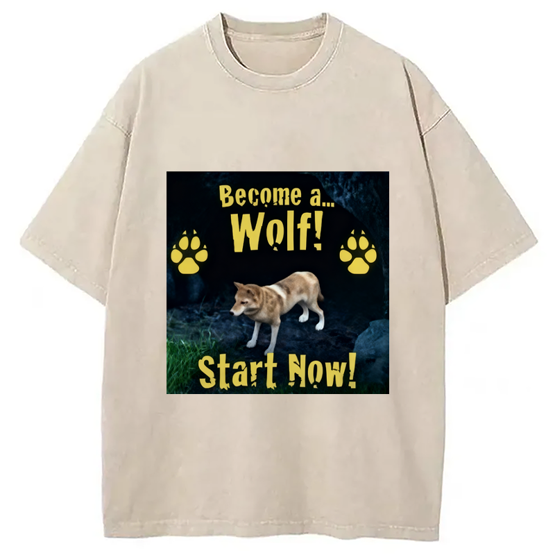 Modecanvas Become A Wolf Washed T-Shirt
