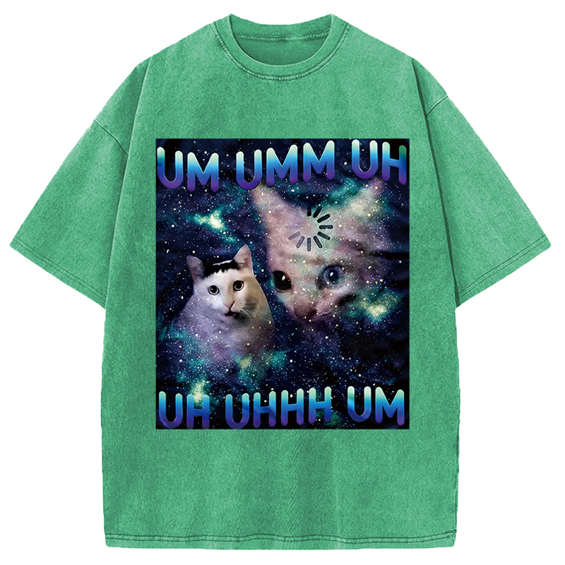 Modecanvas UM UHH Funny Huh Cat Meme DTG Printing Washed T-Shirt