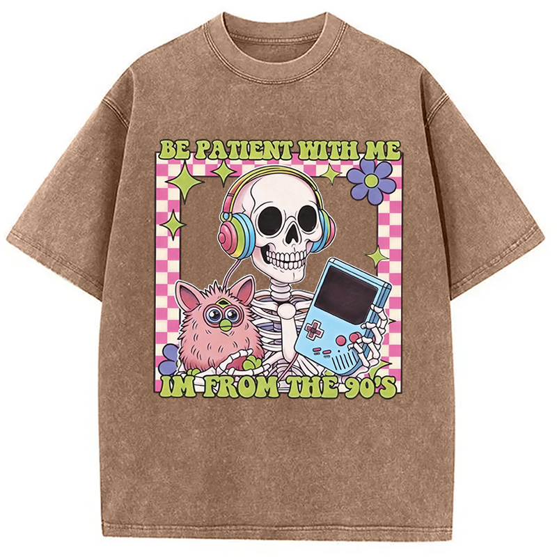 Modecanvas Please Be Patient Skull Meme Washed T-Shirt