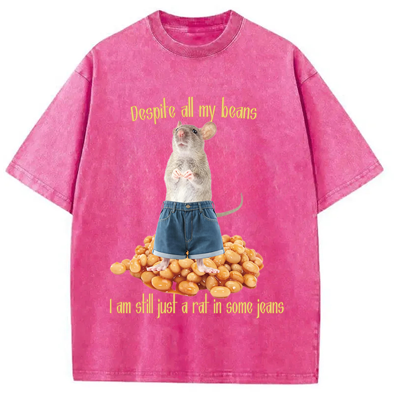 Modecanvas Despite All My Beans DTG Printing Washed T-Shirt