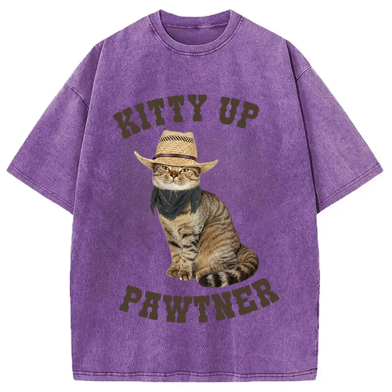 Modecanvas Kitty Up Giddy Up Cat DTG Printing Washed T-Shirt