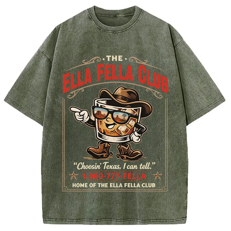 Modecanvas Ella Fella Club Cowboy Whiskey DTG Printing Washed T-Shirt