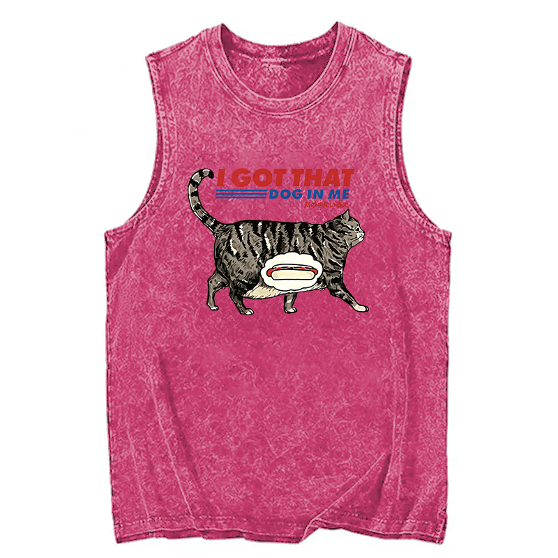 Modecanvas I Got That Dog In Me Japan DTG Printing Washed Tank-modecanvas