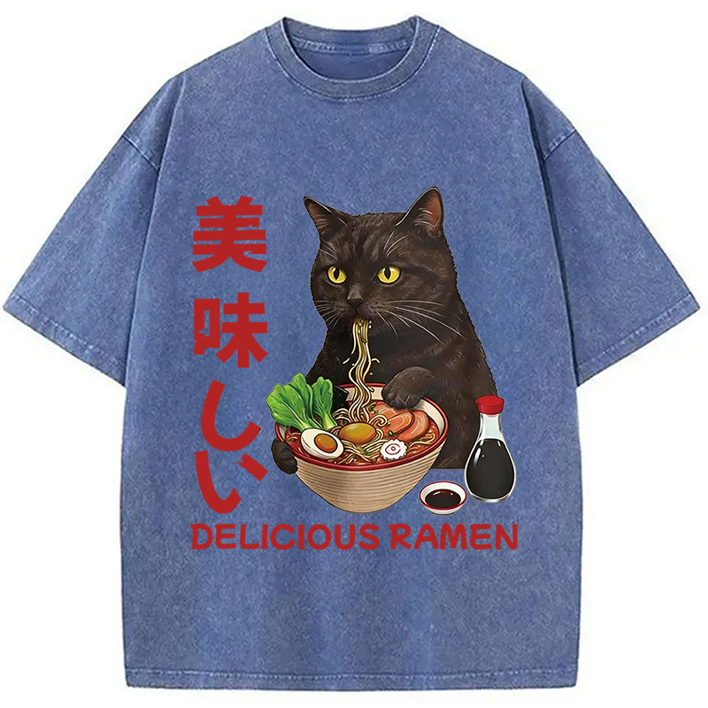 Modecanvas Delicious Ramen DTG Printing Washed T-Shirt