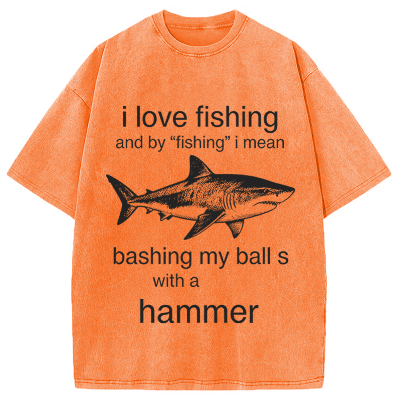 Modecanvas I Love Fishing DTG Printing Washed T-Shirt