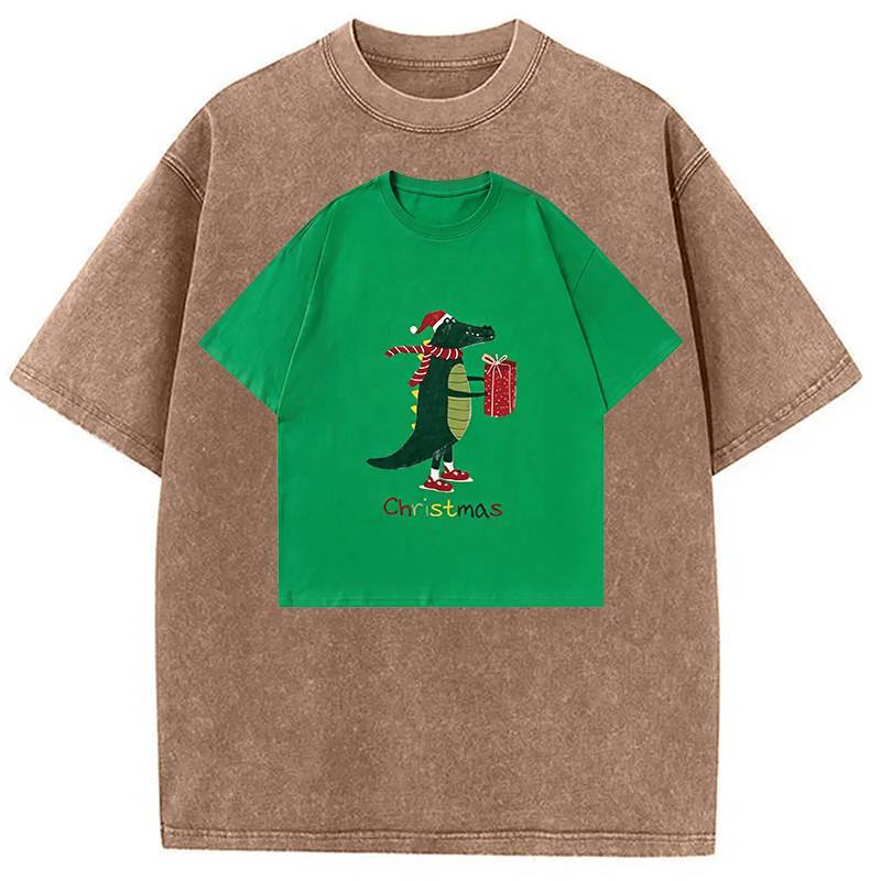 Modecanvas Gift Crocodile Shirt Of DTG Printing Washed T-Shirt