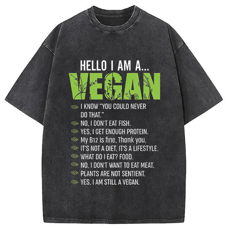 Modecanvas Funny Sarcastic Vegetarian DTG Printing Washed T-Shirt