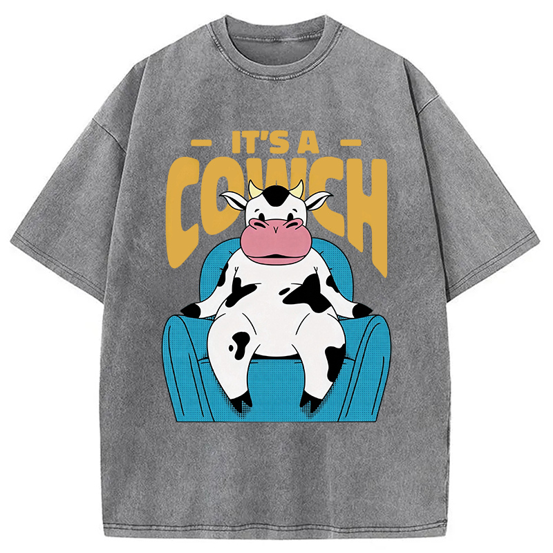 Modecanvas Its A Cowch Funny Cow DTG Printing Washed T-Shirt