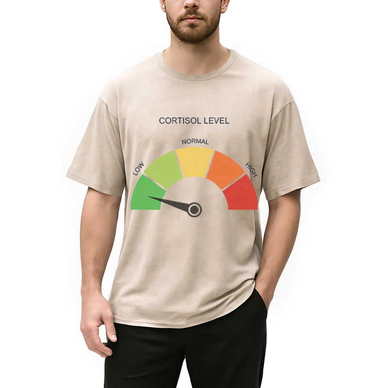 Modecanvas Cortisol Level Meme DTG Printing Washed T-Shirt