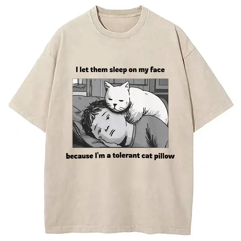 Modecanvas Funny Cat Servant DTG Printing Washed T-Shirt