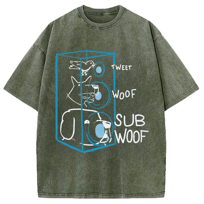 Modecanvas Subwoof Funny DTG Printing Washed T-Shirt