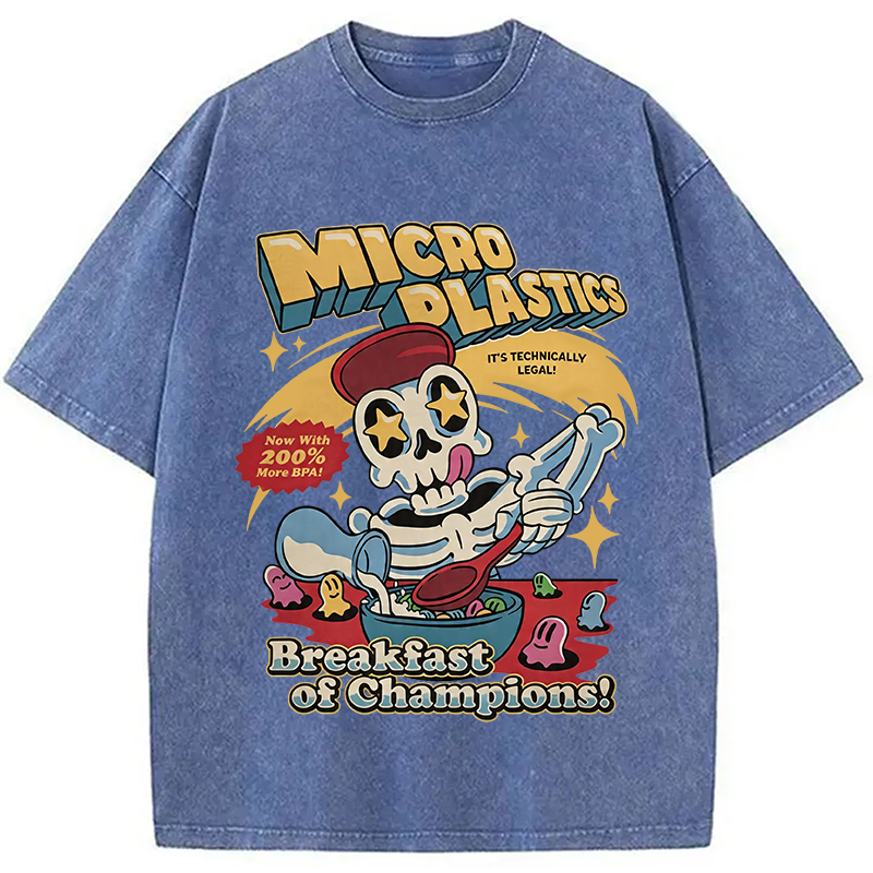 Modecanvas Microplastics Skeleton Meme DTG Printing Washed T-Shirt