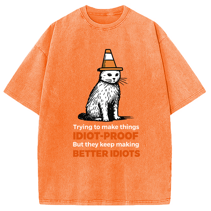 Modecanvas Stupid Cat Washed T-Shirt