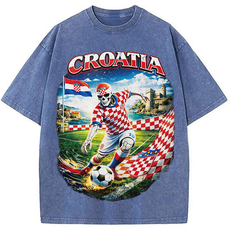 Modecanvas Croatia Soccer DTG Printing Washed T-Shirt