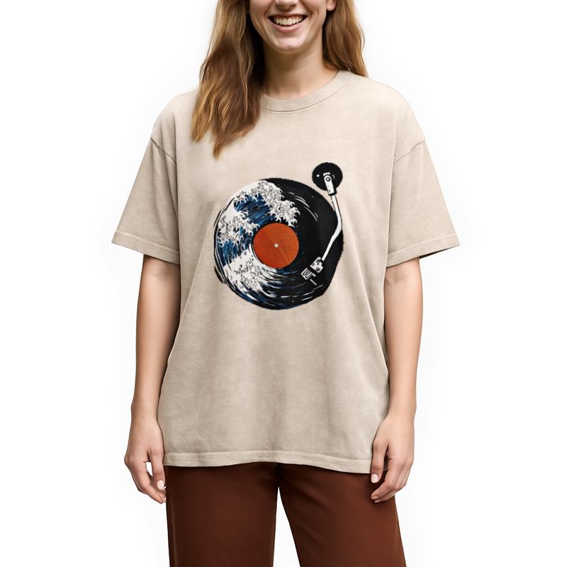 Modecanvas Japanese Hokusai The Great Wave Washed T-Shirt