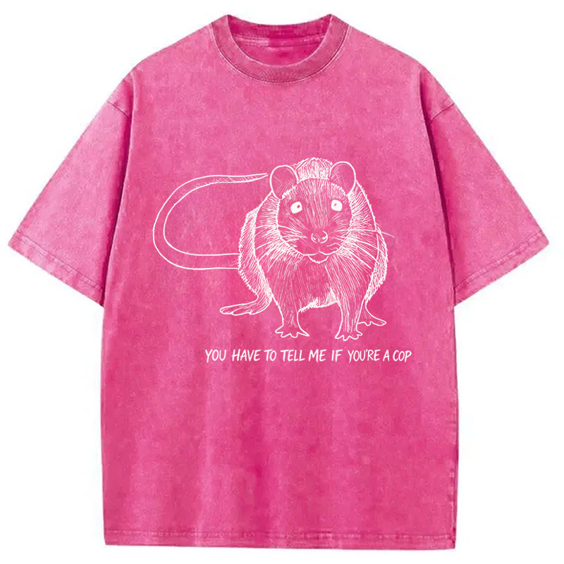 Modecanvas You Have To Tell Me If You Are A Cop Funny Rat Meme DTG Printing Washed T-Shirt