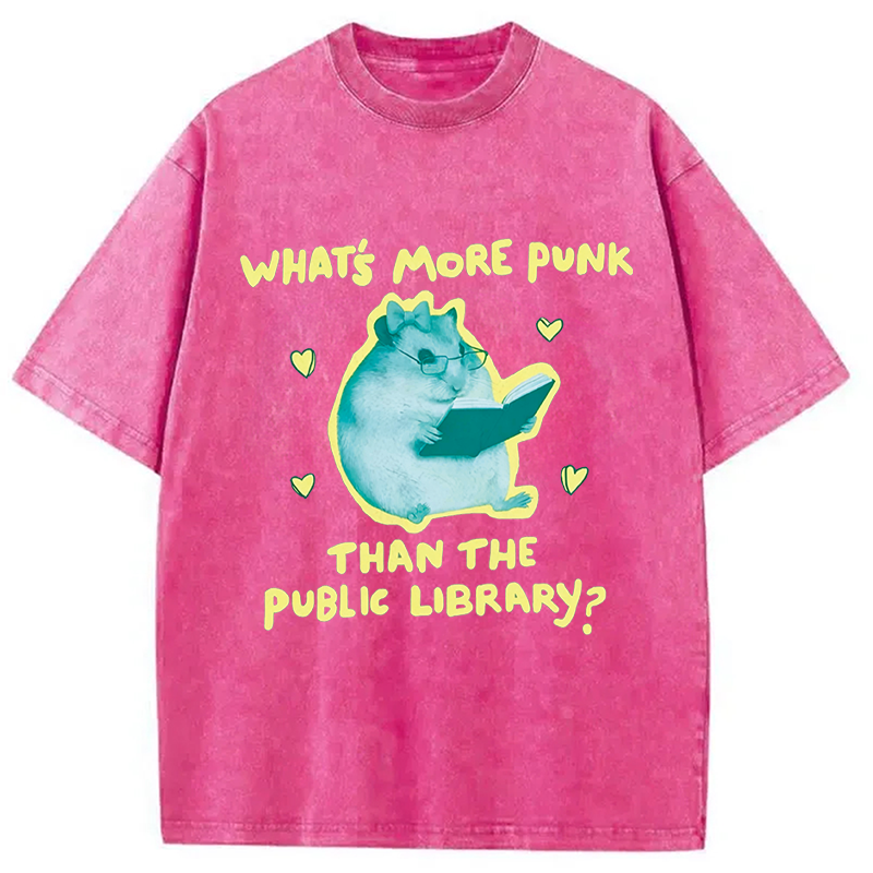 Modecanvas Public Library Rat Punk DTG Printing Washed T-Shirt