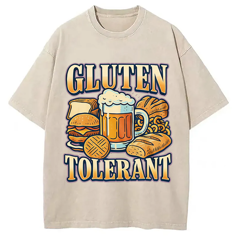 Modecanvas Gluten Tolerant Funny Food Humor DTG Printing Washed T-Shirt