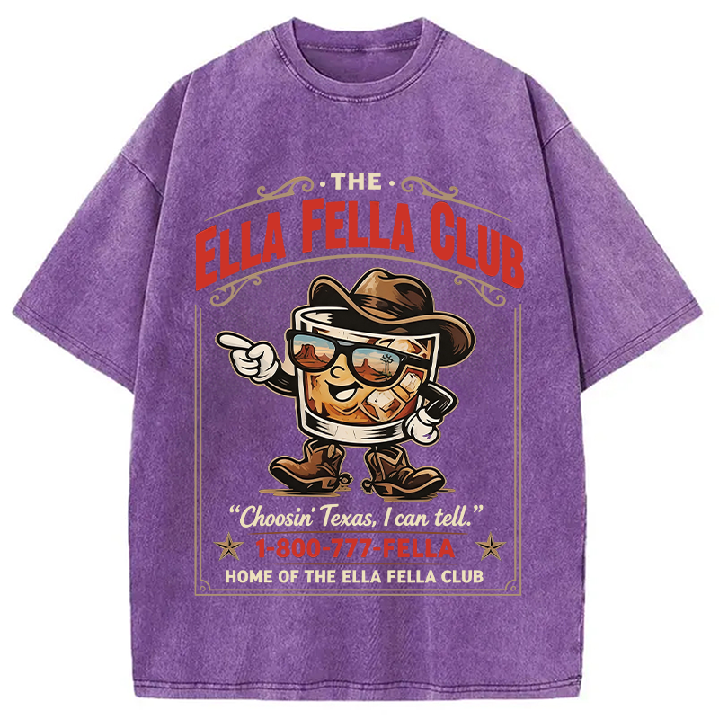 Modecanvas Ella Fella Club Cowboy Whiskey DTG Printing Washed T-Shirt