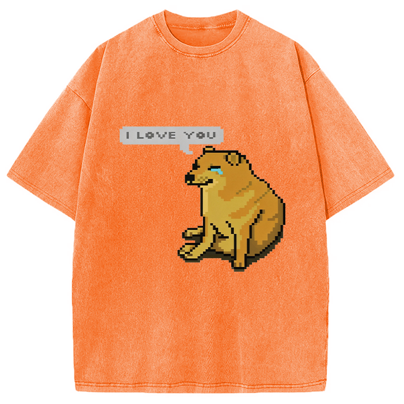 Modecanvas Cheems Luvs You DTG Printing Washed T-Shirt